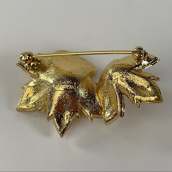 D’orlan Double Flower Brooch Gold Plated - Picture 3 of 9
